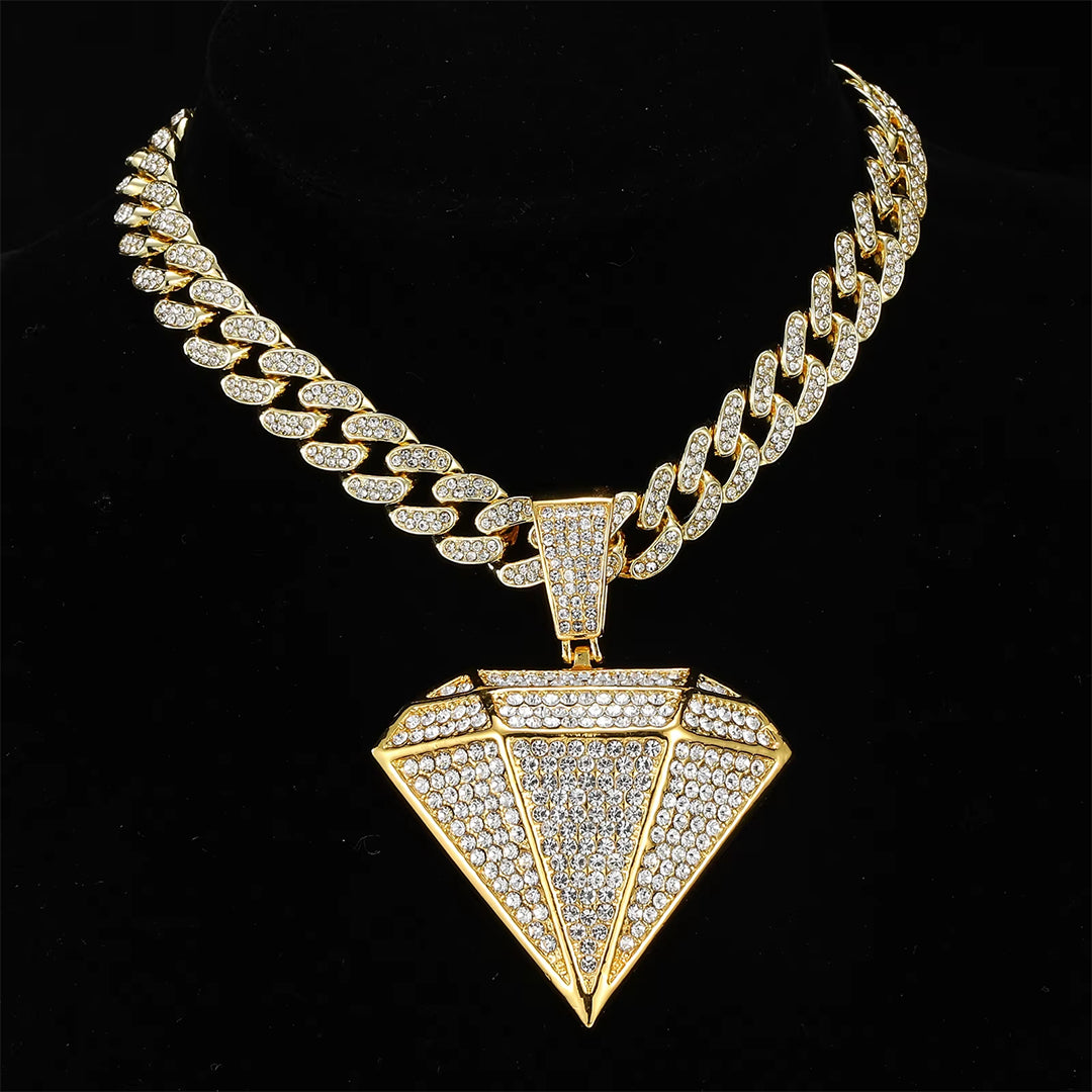 Iced Out Geometric Three Dimensional Cuban Necklace