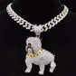Iced Out Bling Lovely Dog Pendant Necklace