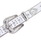 Patterned White Strap With Crystal Studded Cross Rhinestone Belt