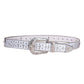 Patterned White Strap With Crystal Studded Cross Rhinestone Belt