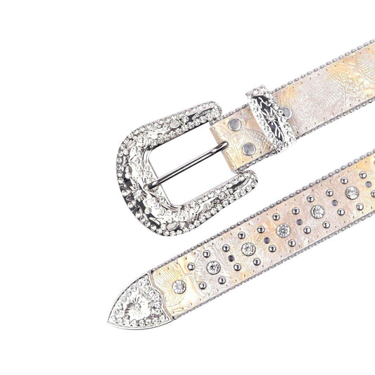 Engraved Pink Strap With Crystal Studded Cross Belt
