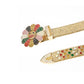 Floral Buckle Gold Strap With Multi Studded Rhinestone Belt