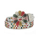Floral Buckle Silver Strap With Multi Studded Rhinestone Belt