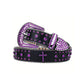 Textured Black Strap With Purple Studded Cross Belt