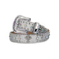 Western Bling Silver Strap With Crystal Studded Cross Rhinestone Belt