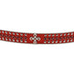 Red Strap With Metal Studded Cross Rhinestone Belt