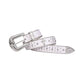 Engraved Buckle White Strap With Crystal Studded Cross Rhinestone Belt