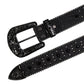 All Black Cross Symbol Studded Rhinestone Belt