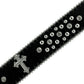 Western Cross Symbol Black Strap Studded Rhinestone Belt